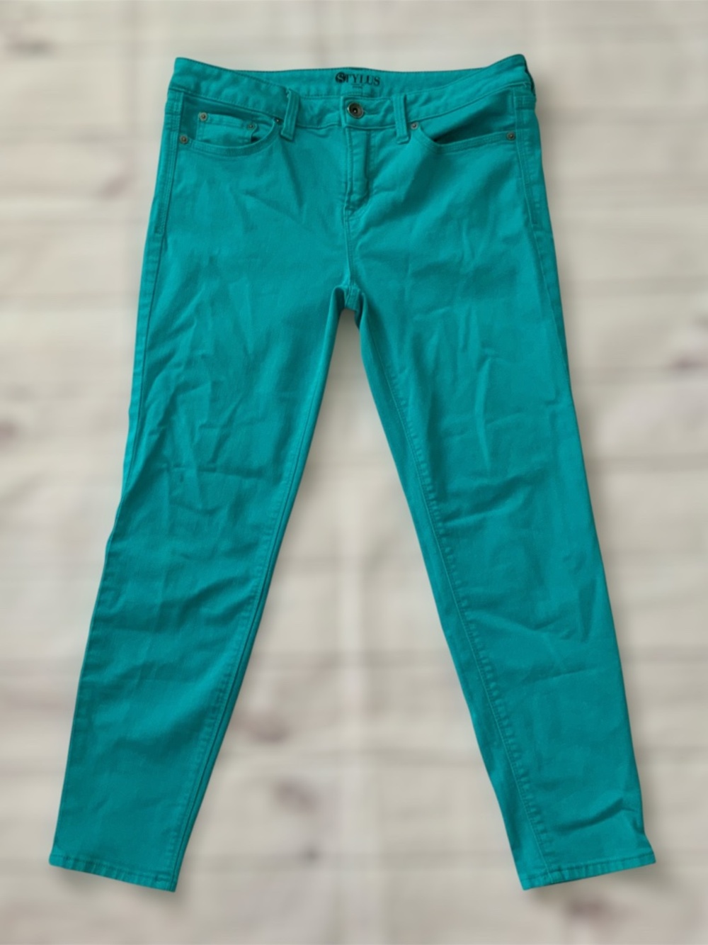 Stylus Skinny Jeans Size 30/10 Teal Blue green Colored Denim Ankle Stretch Pants